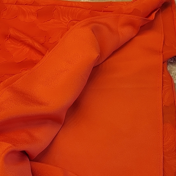 *DKNY Orange Flowy Floral Motif A-Line Skirt w/ elastic waist, S - Picture 6 of 12